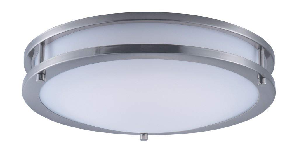 Maxim 55543WTSN Linear LED Commercial Grade Energy Efficient Opal Acrylic Flush Mount Ceiling Lighting, 1-Light 20 Watt, 3" H x 14" W, Satin Nickel