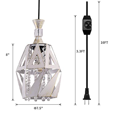 LBTSMUK Farmhouse Plug in Pendant Light with ON/Off Dimmer Switch Retro Sawg Hanging Lighting with 18ft Cord Mid Century Hanging Lamp for Kithcen Island, Dining Room, Bedroom, Entry, Hallway - Image 4