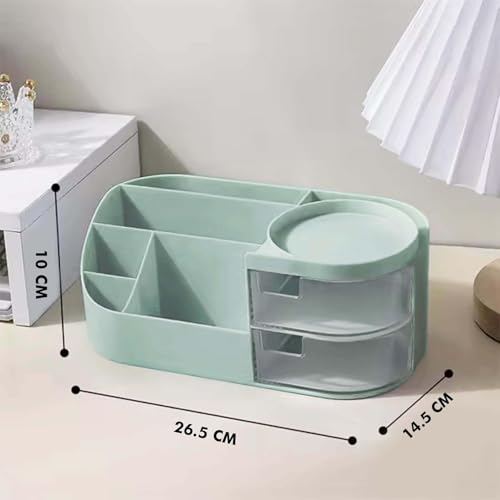 Image of zuku MakeUp Organizer Stand Desk Storage Dressing Table Organiser Cosmetic Organizer Box Skin Care Table Bathroom Organiser Makeup Storage Box Makeup Vanity with Transparent Drawer(Green)