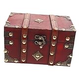 DIKACA Caja de Madera Vintage con Cierre Tipo Hebilla Joyero Retro Compacto para Almacenamiento de Pulseras Collares y Pequeños Diseño Retro para Decoración y Doméstico