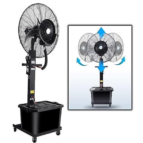 3-Speed Standing Misting Fan Floor Fan with 90° Oscillation, 26in/29.5in Water Tank Air Flow Fan Mist Fan, 320W/380W Spray Fan for Industrial Commercial Jobsite Gym (Size : 75cm/380W)