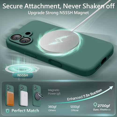 Image of FireNova Magnetic for iPhone 17 Case, Compatible with MagSafe, [Integrated Silicone Camera Control Button] [Camera Protection] Anti-Scratch Microfiber Lining Phone Case, 6.3 inch, Midnight Green