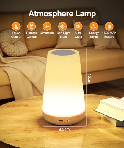 Lysumurl Dimmable Night Light, LED Touch Bedside Lamp with 13 RGB Colours, 5 Brightness Levels, 4 Modes, Timer & Memory Function, Rechargeable Table Lamp with Remote for Bedroom, Kids, Nursery - Cosy Home Interiors Lysumurl Dimmable Night Light, LED Touch Bedside Lamp with 13 RGB Colours, 5 Brightness Levels, 4 Modes, Timer & Memory Function, Rechargeable Table Lamp with Remote for Bedroom, Kids, Nursery - Image 6