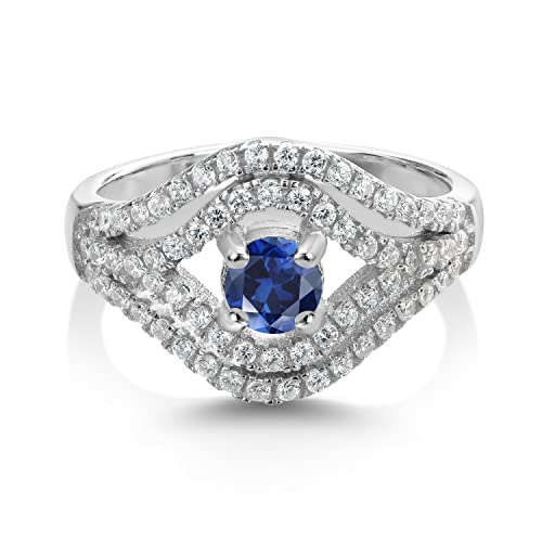 Gem Stone King 925 Sterling Silver Round 4.5MM Gemstone Birthstone Ring | Wedding Engagement Anniversary Promise Ring For Women | Available in size 5, 6, 7, 8, 92