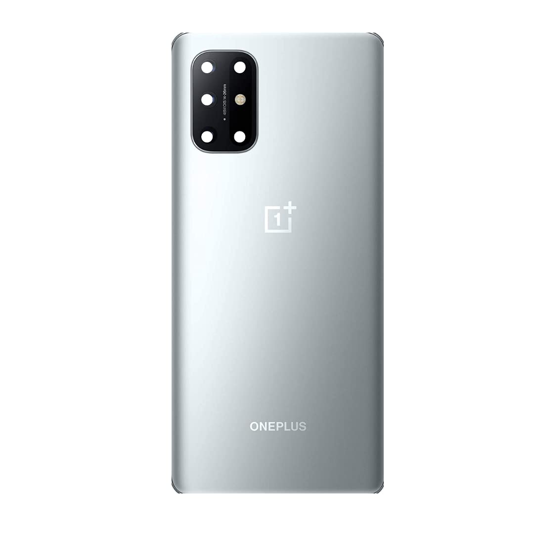PS FORTUNET Replacement Glass Back Door Housing Panel with Camera Frame Logo and Adhesive Sticker for OnePlus 8T KB2001 (Lunar Silver)