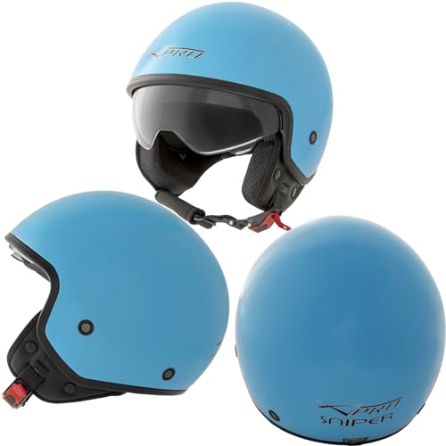 A-pro Jet Casco Moto Scooter Homologado ECE 22 Visor Parasol interior Azul L