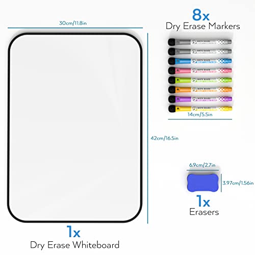 Nicpro Dry Erase Whiteboard A3, Magnetic Double Sided 12 x 16 White Board with Black Border, Including 8 Water-Based Pens and 1 Eraser for Kid Writing & Drawing, Student School, Cl image 6