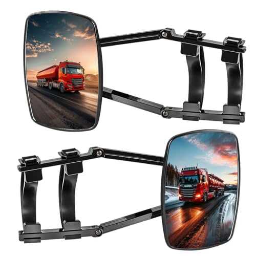 2 Stück Wohnwagenspiege, Universal Zusatzspiegel Außenspiegel, Wohnwagen Spiegel Auto Doppel Seitenspiegel, Einstellbare Universalspiegel PKW Caravanspiegel Anhängerspiegel, für die meisten Fahrzeuge