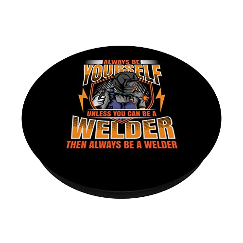 funny saying welding strong welder funny quote PopSockets Swappable PopGrip, Black - Image 2