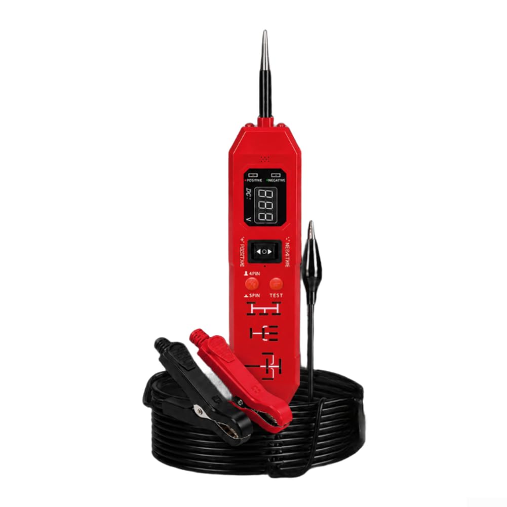 2-in-1 Automotive Circuit Tester for 12V 24V Vehicles with Relay Test Function - Digital Voltage Tester & Fault Probe for Car Truck Wiring Checks