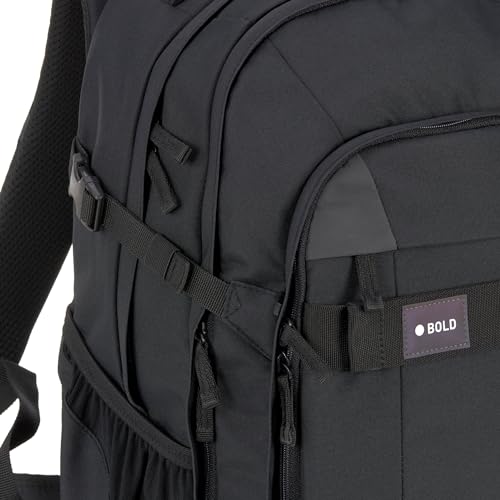 BOLD Lässig Schulrucksack mit Reflektoren und höhenverstellbarem Rückenteil/School Backpack Bold black