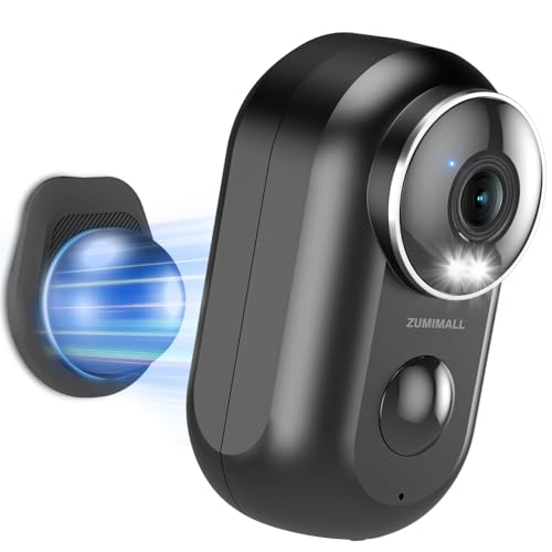 ZUMIMALL Überwachungskamera Aussen/Innen Akku, WLAN Kamera Doppelständer, Magnethalterung, kabellos, PIR-Bewegungserkennung, 2K-Nachtsicht, IP66 wasserdicht, 2,4 G Wi-Fi-kompatibel, Schwarz
