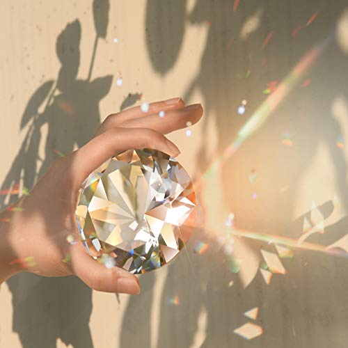 MerryNine Top K9 Briefbeschwerer mit klaren Kristallen, mit silbernem Dreiecksboden, Dekoration für Hochzeit, Geschäft, Zuhause, Büro, Bar usw., für Partner, Weiß, 80 mm