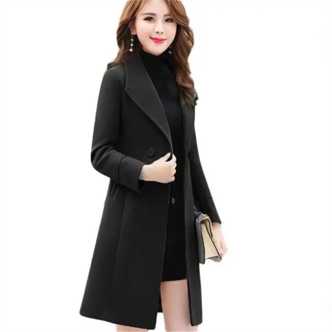 Primavera Autunno Donne Anti-Pilling Collo Del Vestito di Media Lunghezza Cappotto di Lana Femminile Slim Giacca Sciolta