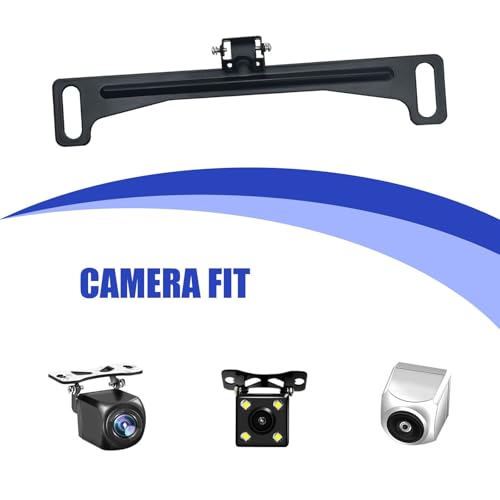 Image of Pack-1 Car Rear View Camera Bracket, Multifunctional Waterproof Durable Metal Vehicle License Plate Mount with Installation Tools, Universal Automotive Backup Camera Holder (Black)