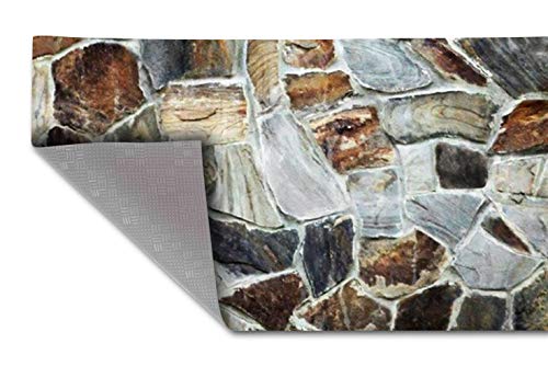 Homelife Alfombra Vinílica de Cocina Lavable y Antideslizante Alfombra Rectangular de PVC Antimanchas, Interior y Exterior | Alfombra Pasillera con Rocas Estampadas (52x400 cm)