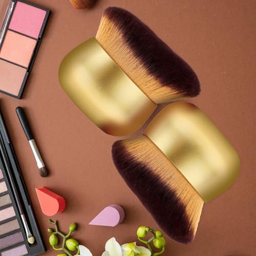 Image of Extra Large Body Makeup Brush For Self Tanner, Leg Makeup &Bronzer Blend,75 mm Wide-headed Kabuki Brush Provides More Even& Pretty Application, Sunscreen Face&Back Makeup Brush, Wet&Dry Use- Gold