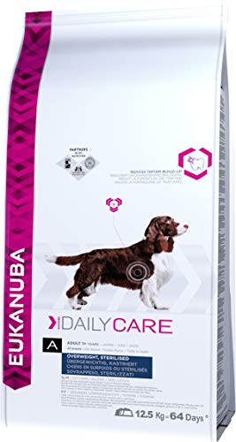 Eukanuba Daily Care Overweight / Sterilised Trockenfutter – Fettarmes Spezialfutter für übergewichtige oder kastrierte Hunde, 12,5 kg