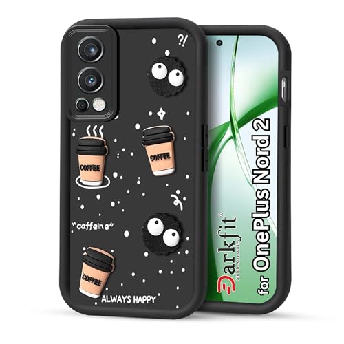Image of Back Case Cover Compatible with OnePlus Nord 2 5G | Cute Fun Cartoon Ball 3D Coffee Silicone Case | Body Protection | Camera Protection | Shock Proof | Color Black | Pack of 1