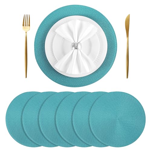 BAOFIN Juego de 6 manteles individuales tejidos redondos de Autumn colors para ocasiones especiales