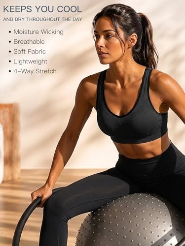 Image of Double Couple Sports Bras for Women Racerback High Impact Support Gym Top
