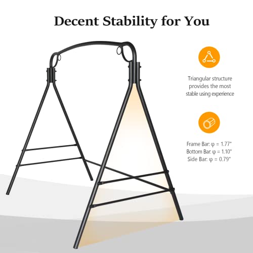 Vingli Upgraded Metal Porch Swing Stand With Black Finish, Heavy Duty 660 Lbs Weight Capacity Steel Swing Frame With Extra Side Bars, Powder Coated Hanging Swing Frame Set For Outdoors #TOP2
