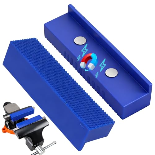 2-Piece 4.5' Magnetic Vise Jaw Pads, TPU Soft Jaw Covers with Waffle Surface, Non-Marring Protective...