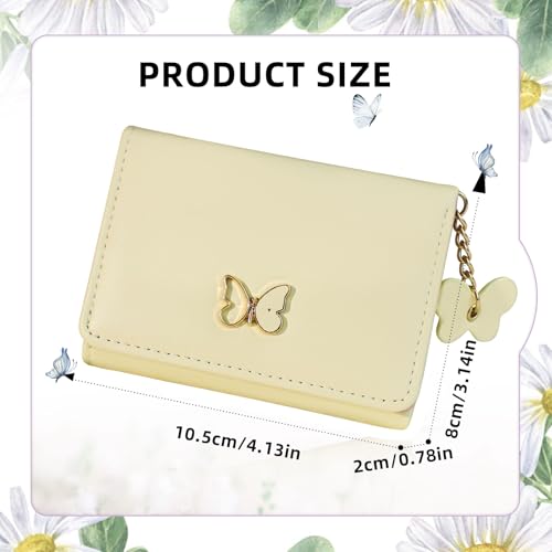 Card Holder Wallet, PU Leather Credit Card Wallet for Women and Girls, Multi Card Slots Womens Wallet Cute Wallet with Butterfly Pendant for Travel, Shopping, Dating (yellow)2
