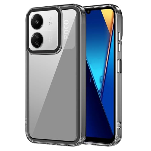 Image of Zapcase Back Case Cover for Poco C65 | Compatible for Poco C65 Back Cover | Case Cover with Camera Protection | (TPU + PC | Translucent Black)