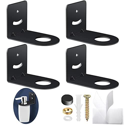 TRINENOX Non-Drilling Adhesive Shower Gel Bottle Rack, Soap Bottle Dispenser Holder Wall Mount, Hand Pump Bottles Dispenser Stand Hanging Rack Shampoo Standing Shelf Storage Holder Bracket(4 Black S)