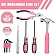 XTDMJ 12-teiliges rosa Werkzeugset, Haushalts-DIY-Werkzeugset, kleines Werkzeugset, Starter-Basic-Damen-DIY-Werkzeuge für Zuhause und Büro