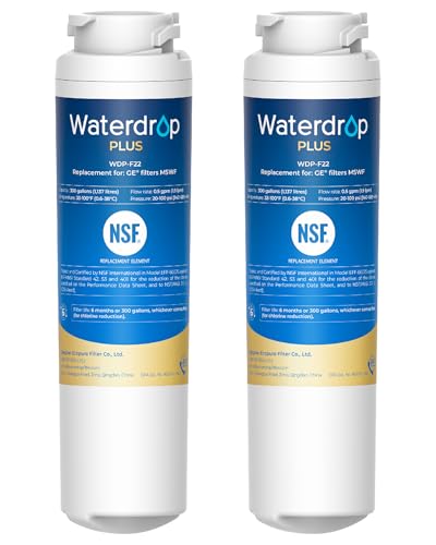 Waterdrop Plus MSWF NSF 401&53 Certified Refrigerator Water Filter and lead Replacement for GE MSWF 101820A 101821B RWF1500A 2 Pack