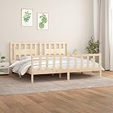 CIADAZ Massivholzbett mit Kopfteil, Bettrahmen, Betten, Bettgestell, Bed Frame, Jugendbett, Betten Für Teenager, Schlafzimmer Bett, Kiefer 180x200 cm 6FT Super King