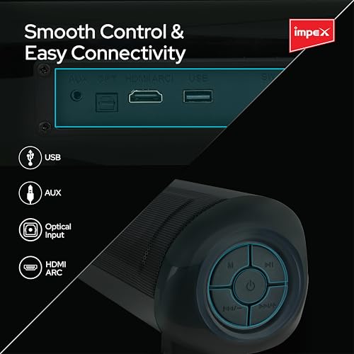 Image of Impex Soundbar with Subwoofer | 140 Watts Bluetooth Speaker with 6.5 inch Subwoofer | Home Theatre | LED Display, Bluetooth v5.3, USB, AUX, Optical in, HDMI ARC, Connctivity | 1 Year Warranty