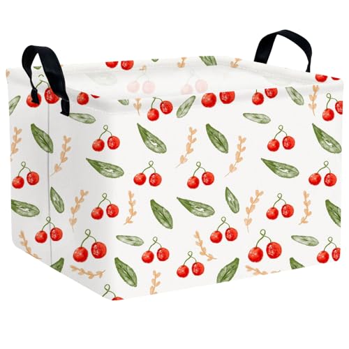 Image of Kid Cute Rectangle Storage Basket Baby Toy Clothes Storage Bin Nursery Playroom Bedroom Decor Basket (Painted Cherry)