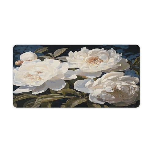 White Peony Desk Pad con base de goma 30x60cm