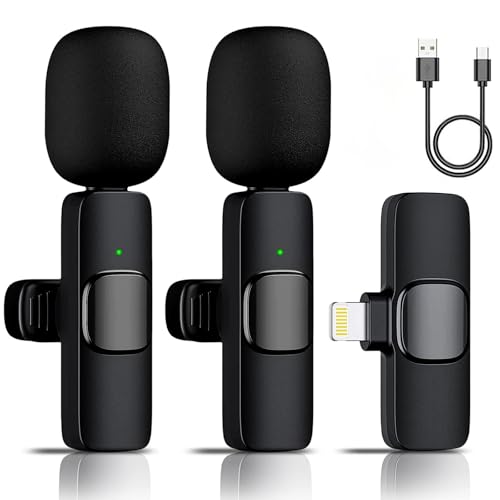 Microphone sans fil iPhone Lot de 2 micros cravates clipsables pour enregistrement vidéo et Vlog