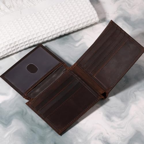 INBLUE Custom Wallets for Men with Initials and Name Engraved Bifold Wallet with Monogram Men's Leather Wallet Personalized Gifts for Dad Husband Father's Day Anniversary (B3: Dark Brown, 2 Letters)3