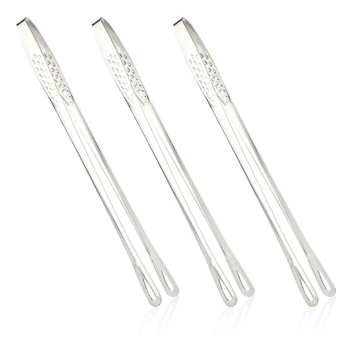 COMNICO 3 Stück Grillzangen-Set, Lebensmittelechter Edelstahl Kochutensilien Erdbeere Grillpinzette Groß koreanisch Japanischer BBQ 27,9 cm für Salat, Fisch, Steak, Grill, Buffet, Fleisch