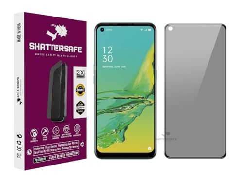 Image of Anti-Spy Privacy Tempered Glass Compatible For Oppo A33 / A53s / A76 / A96 [Pack of 1]. Anti-Scratch, Edge-to-Edge Protection With Easy Installation Kit & Case Friendly Fit.