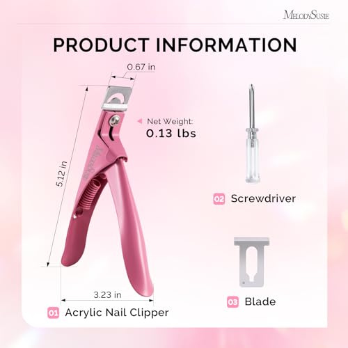 Image of MelodySusie Adjustable Stainless Steel Acrylic Nail Clippers, Dark Pink