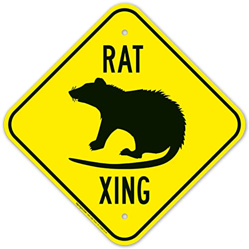 Rat Crossing Sign, 12x12 Inches, Rust Free .040 Aluminum, Fade
