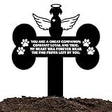 HEGANITS Dog Grave Marker Angel Cross – Pet Remembrance Gift for Loss of Dog, Weatherproof Metal Headstone for Yard, Garden or Indoor Memorial, 12in Sympathy Tribute Sign