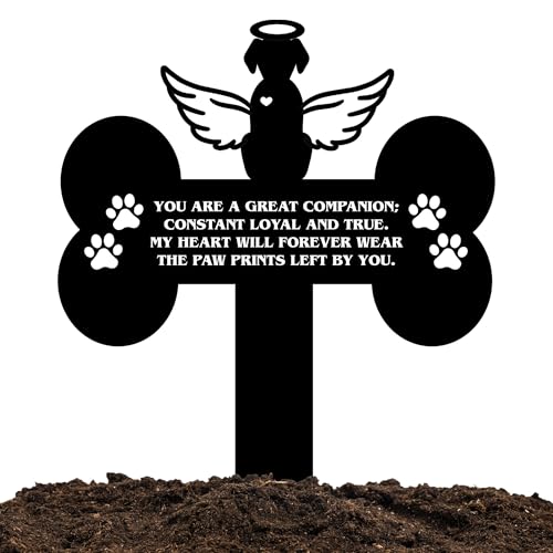HEGANITS Dog Grave Marker Angel Cross – Pet Remembrance Gift
