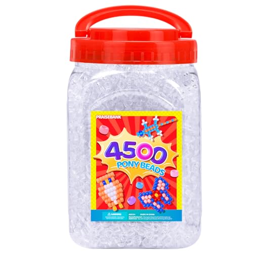 Praisebank Pony Beads 4500pcs 6x9mm Wholesale Beads Bracelets Jewelry Making Arts & Crafts(Clear)