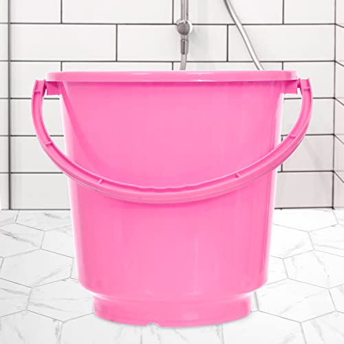Image of Heart Home Bucket|Plastic Bucket for Bathroom|Bucket for Bathing|Unbreakable Bucket with Handle|16 Liter|Pack of 2 (Pink)