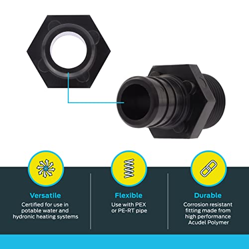 Image of SharkBite 3 /4 x 1 /2 Inch MNPT Poly Crimp Adapter, Pack of 5, PEX Pipe, PE-RT, UP138A5