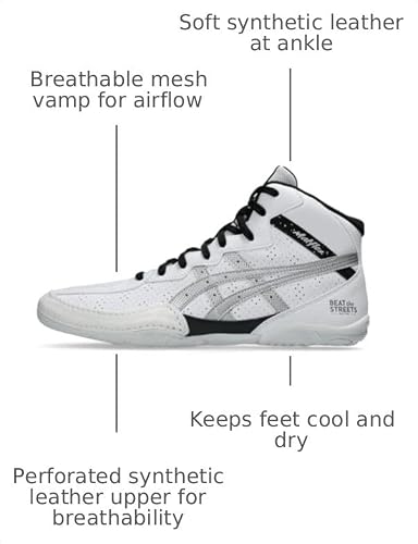 ASICS Men's Matflex 8 Wrestling Shoes - size 10.5, White/Pure Silver angle 3