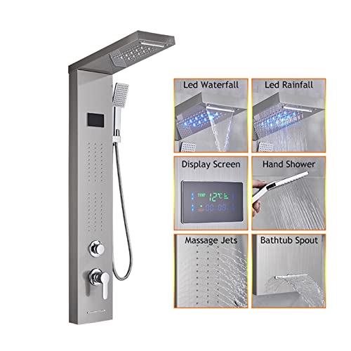 Panel de ducha con pantalla digital y control de temperatura, columna de grifería para baño miniatura 1