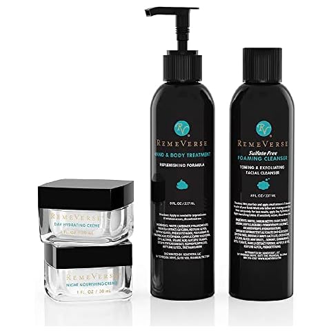 RemeVerse Original Skin-Perfecting System - 2-Step Daily Skincare Routine with Sulfate-Free Cleanser (8oz), Day Hydrating & Night Nourishing Crèmes (1oz), and Hand & Body Treatment (8oz) - Made in USA Cover